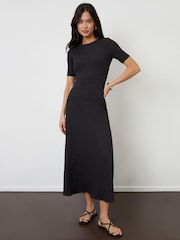 Threadbare Black Textured Jersey Maxi Dress - Image 1 of 5