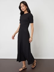Threadbare Black Textured Jersey Maxi Dress - Image 4 of 5