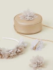 Angels By Accessorize Gold Girls Flower Round Bag and Hair Set - Image 2 of 2