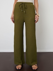 Threadbare Green Textured Jersey Wide Leg Trousers - Image 2 of 4