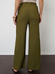 Threadbare Green Textured Jersey Wide Leg Trousers - Image 4 of 4