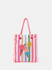 Angels By Accessorize Pink Girls Ice Cream Stripe Shopper Bag - Image 1 of 3