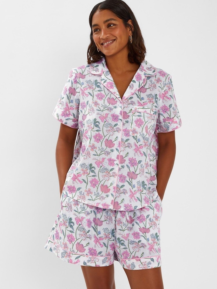 Accessorize Pink Jasmine Floral Print 100% Cotton Pyjama Set - Image 1 of 4 Accessorize Pink Jasmine Floral Print 100% Cotton Pyjama Set - Image 1 of 4