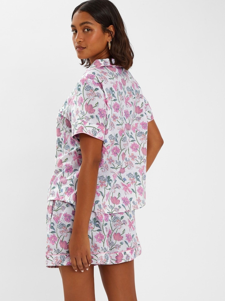 Accessorize Pink Jasmine Floral Print 100% Cotton Pyjama Set - Image 3 of 4