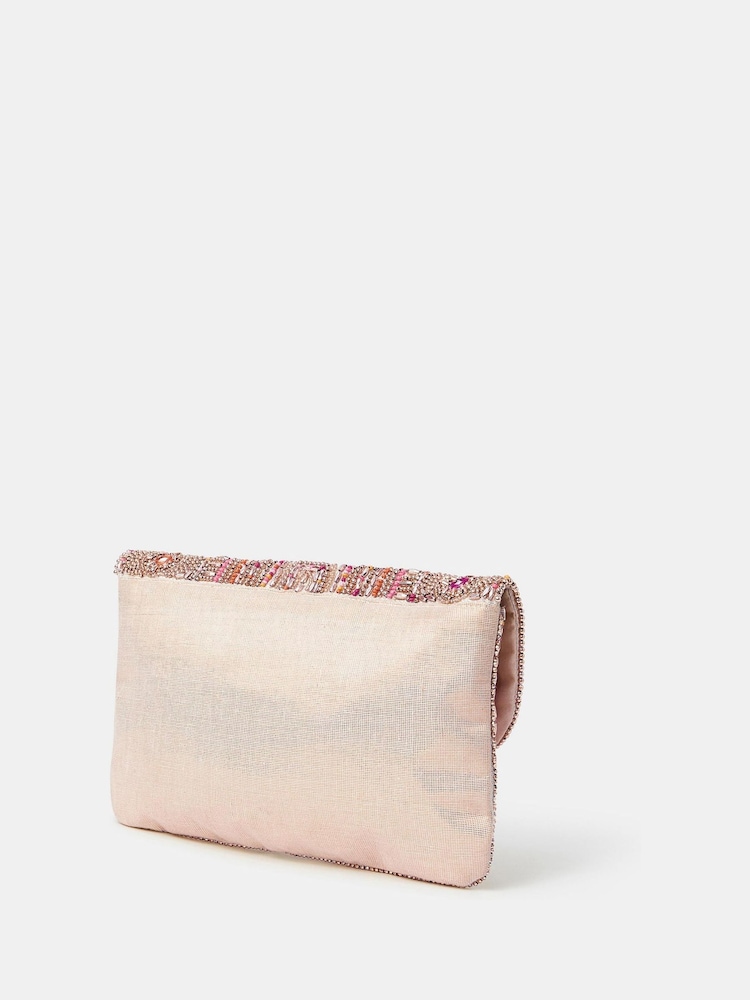 Accessorize Gold Bead Mirror Embellished Clutch Bag - Image 2 of 3