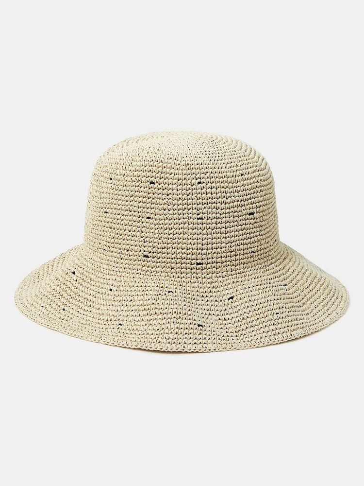 Accessorize Natural Spot Straw Bucket Hat - Image 1 of 2 Accessorize Natural Spot Straw Bucket Hat - Image 1 of 2