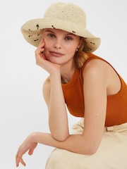 Accessorize Natural Spot Straw Bucket Hat - Image 2 of 2