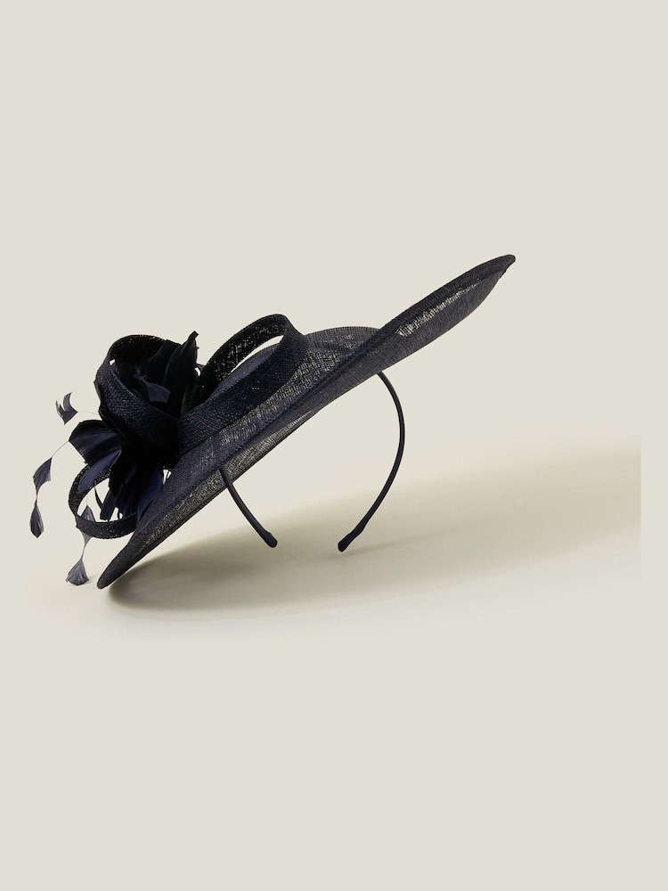 Accessorize Blue Large Disc Feather Corsage Fascinator Hat - Image 2 of 3