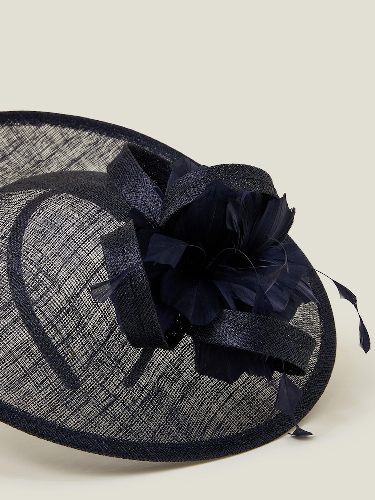 Accessorize Blue Large Disc Feather Corsage Fascinator Hat - Image 3 of 3