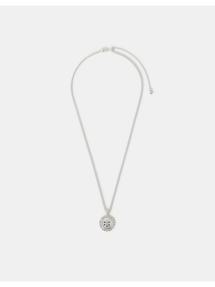 Accessorize Silver Tone Diamante Disc Pendant Necklace - Image 2 of 2