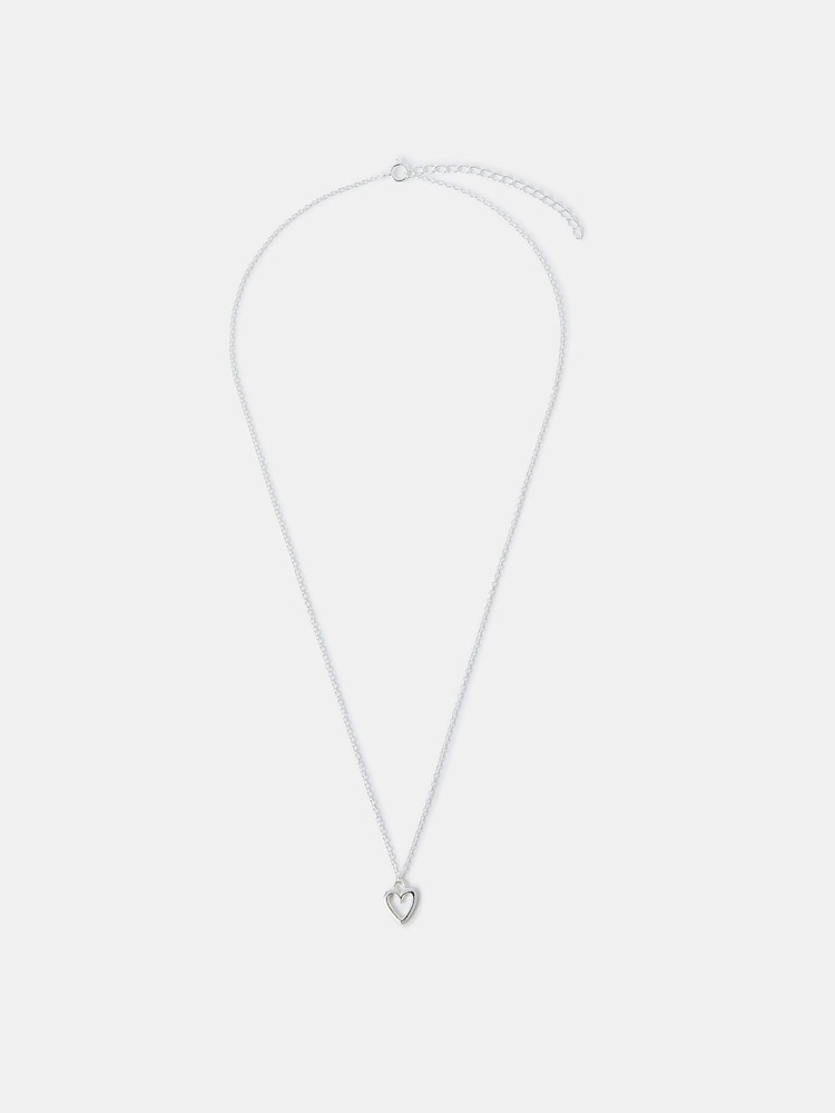 Accessorize Silver Tone Sterling Heart Pendant Necklace - Image 2 of 2