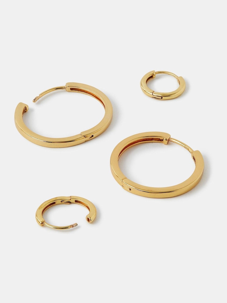Accessorize pozlačeni 14ct obročasti uhani 2 Komplet - Slika 1 iz 2