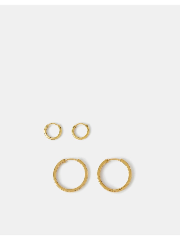 Accessorize Gold Plated 14ct Hoop Earrings 2 Pack - Image 2 of 2 Accessorize Gold Plated 14ct Hoop Earrings 2 Pack - Image 2 of 2