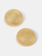 Accessorize Gold Plated 14ct Ridge Button Stud Earrings - Image 1 of 2