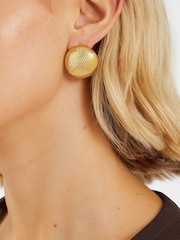 Accessorize Gold Plated 14ct Ridge Button Stud Earrings - Image 2 of 2