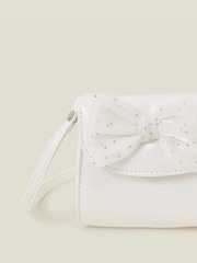 Angels By Accessorize White Girls Patent Diamante Bow Bag - Image 2 of 2