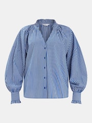 Accessorize Blue Stripe Frill Blouson 100% Cotton Blouse - Image 4 of 4