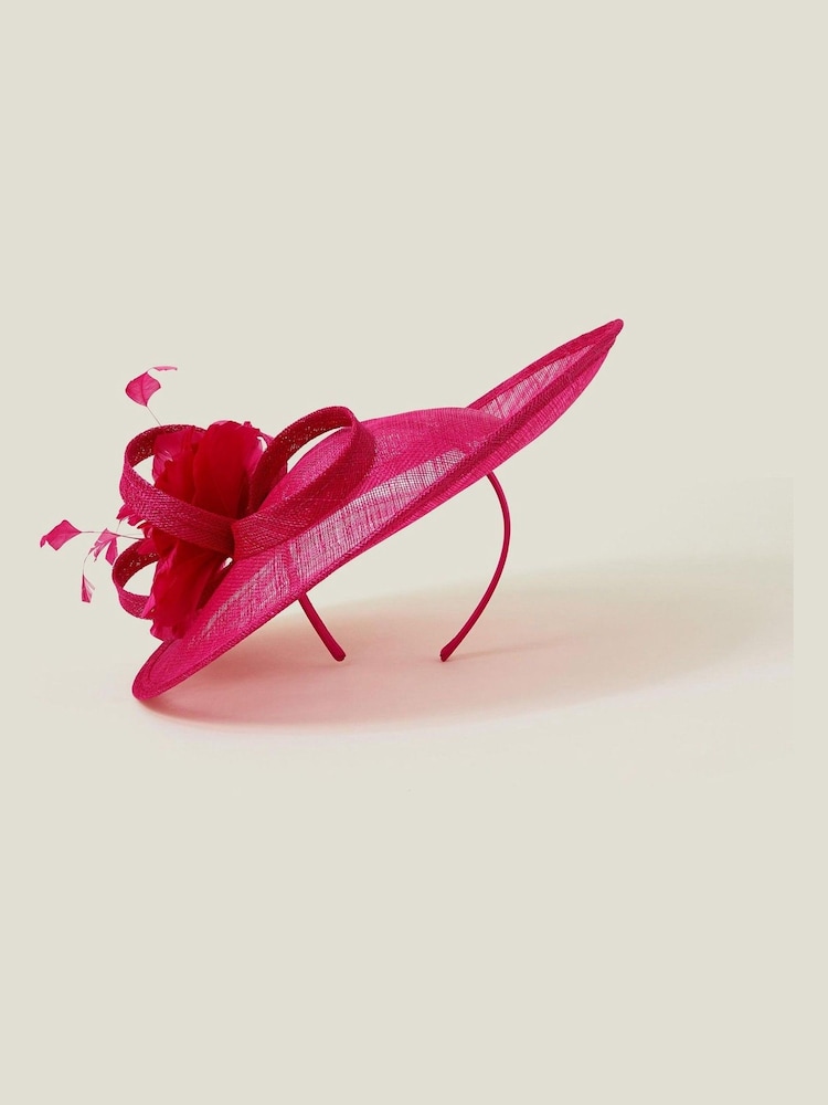 Accessorize Pink Large Disc Feather Corsage Fascinator Hat - Image 2 of 3