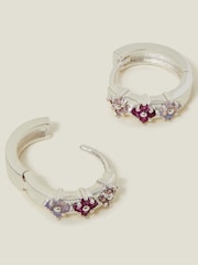 Accessorize Silver Plated Sterling Gem Flower Hoop Earrings - Image 1 of 2