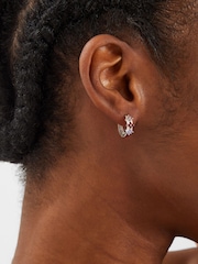 Accessorize Silver Plated Sterling Gem Flower Hoop Earrings - Image 2 of 2