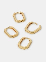 Accessorize pozlačeni 14ct pravokotni okrogli uhani 2 Komplet - Slika 1 iz 2