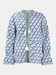 Accessorize Blue Dandelion Print Tie Quilted 100% Cotton Jacket - Image 4 of 4