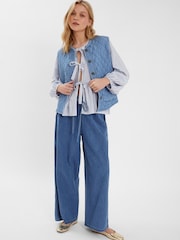 Accessorize Blue Chambray Quilted Waistcoat - Image 1 of 4