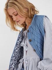 Accessorize Blue Chambray Quilted Waistcoat - Image 2 of 4