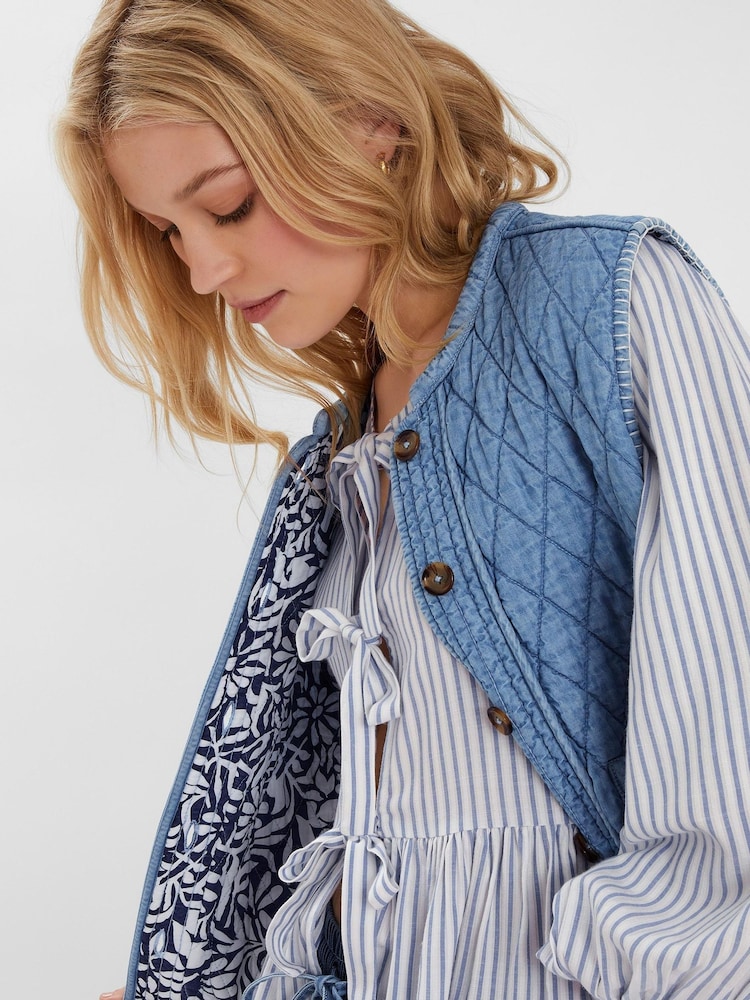 Accessorize Blue Chambray Quilted Waistcoat - Image 2 of 4
