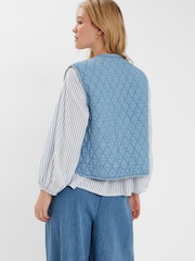 Accessorize Blue Chambray Quilted Waistcoat - Image 3 of 4