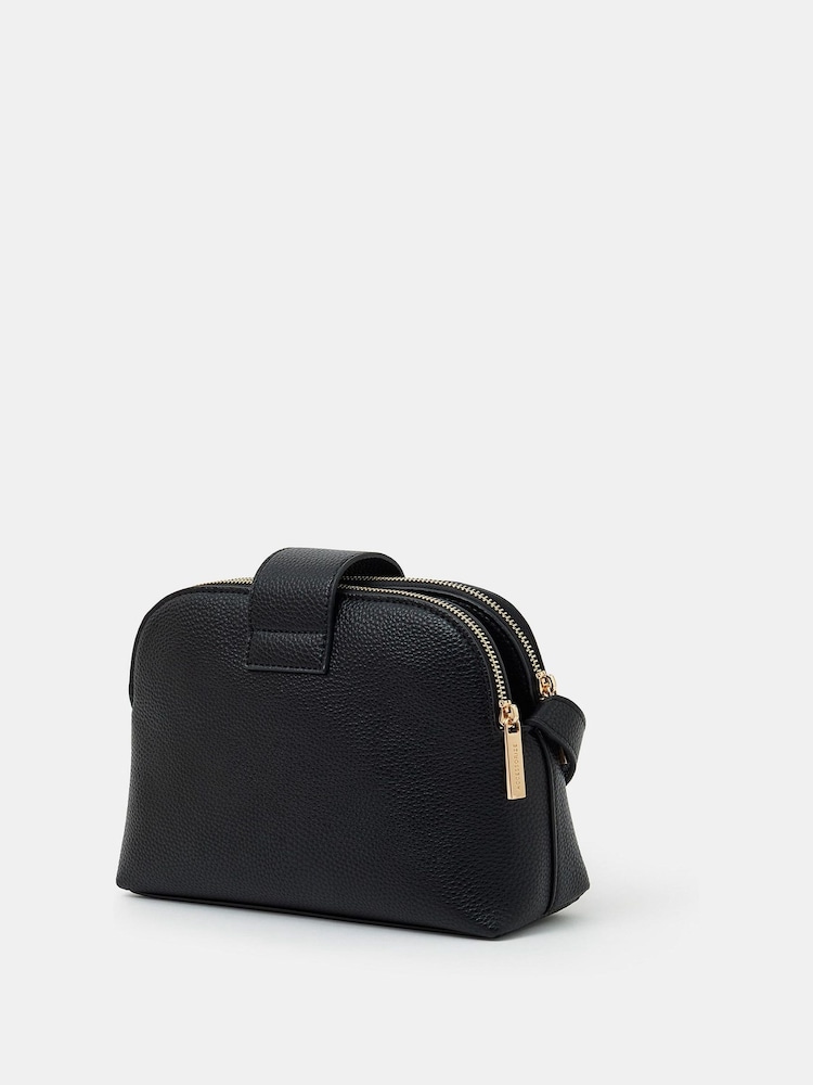 Accessorize Black Double Zip Cross-Body Bag - Image 2 of 3 Accessorize Black Double Zip Cross-Body Bag - Image 2 of 3