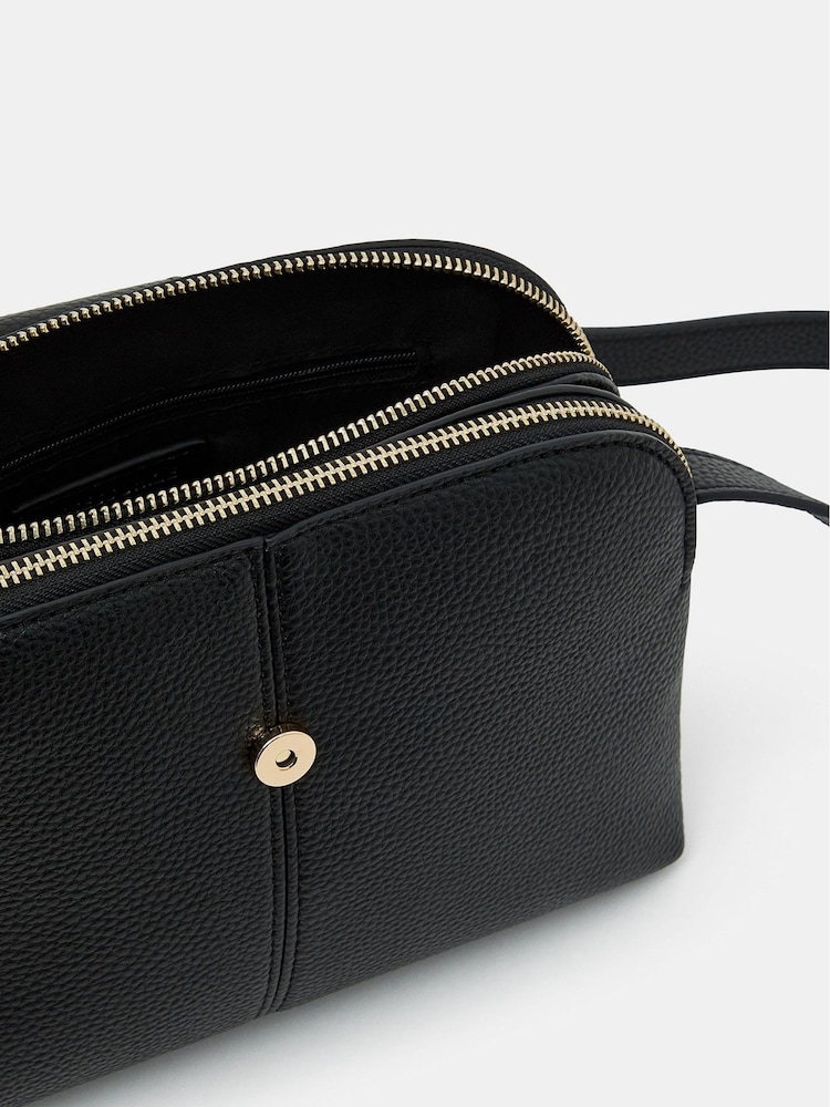 Accessorize Black Double Zip Cross-Body Bag - Image 3 of 3 Accessorize Black Double Zip Cross-Body Bag - Image 3 of 3