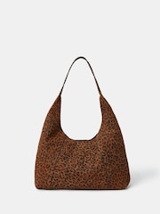 Accessorize Animal Leopard Print Suede Shoulder Bag - Image 1 of 3