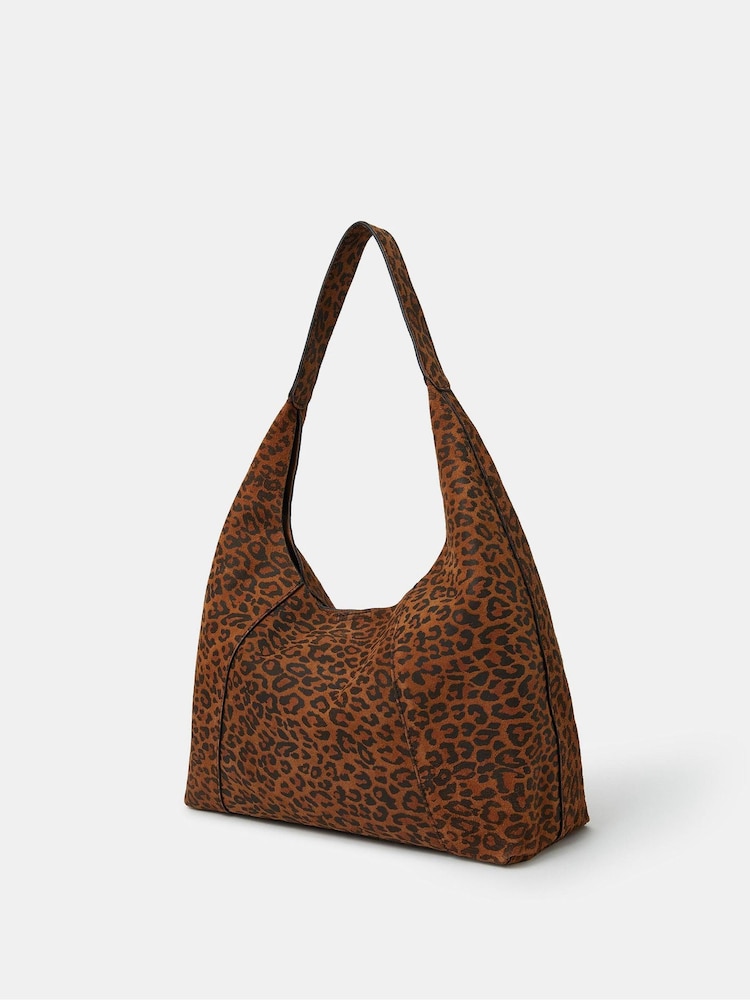 Accessorize Animal Leopard Print Suede Shoulder Bag - Image 2 of 3