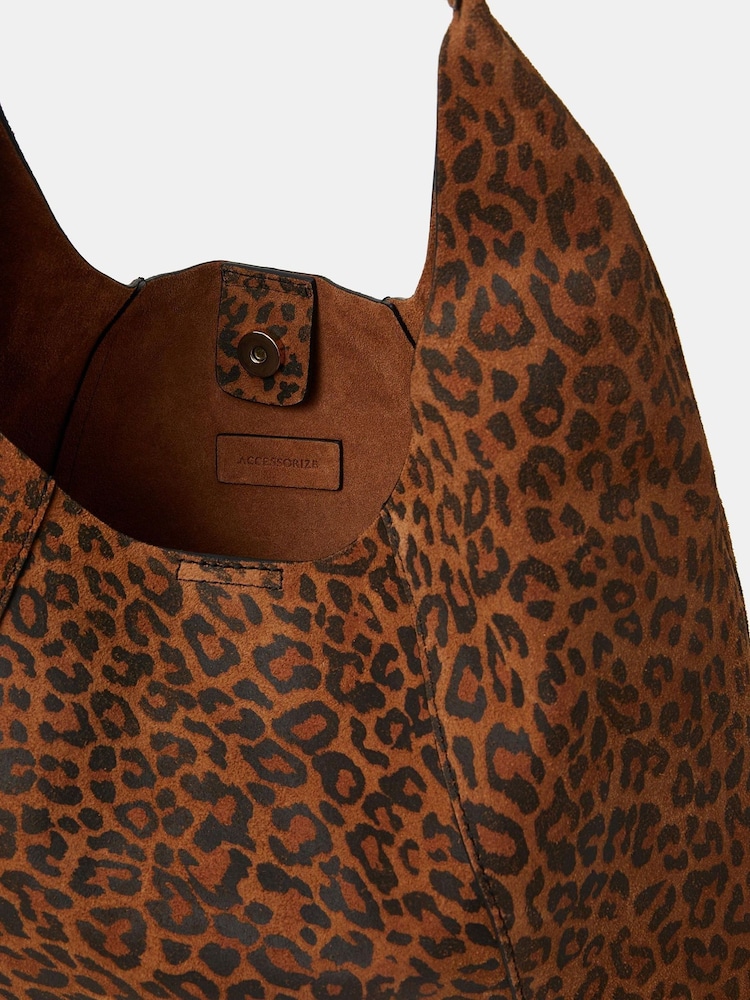 Accessorize Animal Leopard Print Suede Shoulder Bag - Image 3 of 3