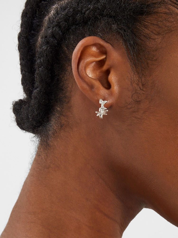 Accessorize Silver Plated Sterling Dragonfly Hoop Earrings - Image 2 of 2