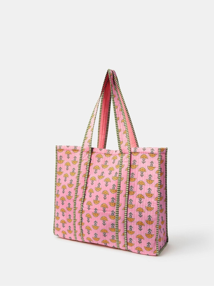 Accessorize Pink Floral Print Block Quilted Tote Bag - Image 2 of 3