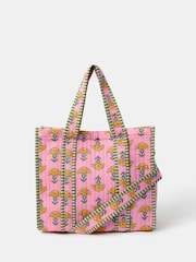 Accessorize Pink Floral Block Print Quilted Handbag - Image 1 of 3