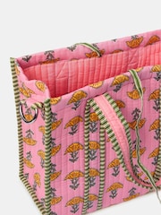 Accessorize Pink Floral Block Print Quilted Handbag - Image 3 of 3