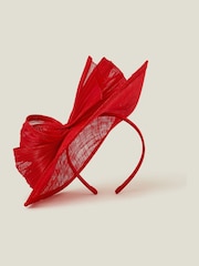 Accessorize Red Teardrop Bow Fascinator Hat - Image 2 of 3