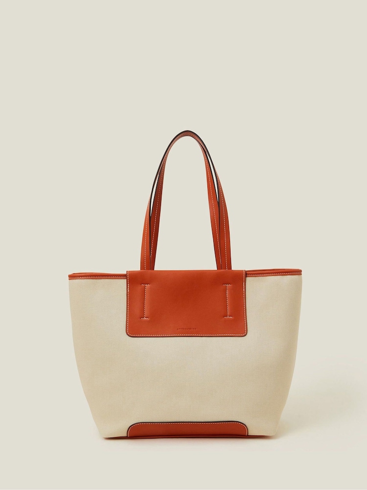 Accessorize Faux Leather Canvas Tote Bag - Slika 1 iz 3