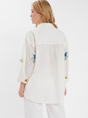 Accessorize White Floral Embroidered 100% Cotton Shirt - Image 3 of 4