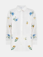 Accessorize White Floral Embroidered 100% Cotton Shirt - Image 4 of 4