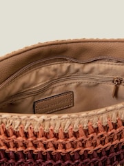 Accessorize Orange Stripe Raffia Cross-Body Bag - Image 2 of 3