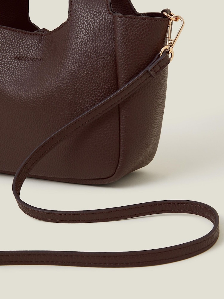 Accessorize Brown Top Handle Faux Leather Cross-Body Bag - Image 3 of 3