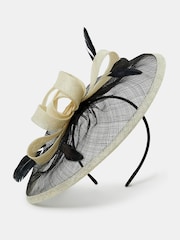 Accessorize Black Woven Bow Feather Disc Fascinator Hat - Image 2 of 3