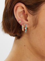 Accessorize Gold Tone Celestial Stud and Hoop Earrings 6 Pack - Image 2 of 2