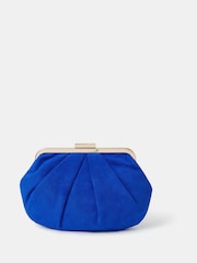 Accessorize Blue Pleated Suedette Clutch Bag - Image 1 of 3
