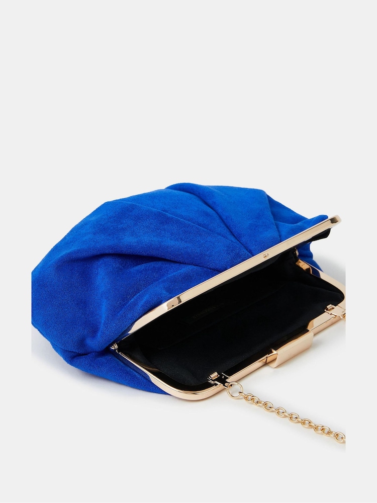 Accessorize Blue Pleated Suedette Clutch Bag - Image 3 of 3
