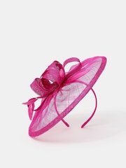 Accessorize Pink Woven Bow Feather Disc Fascinator Hat - Image 2 of 3